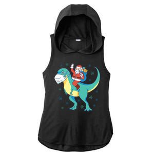 Santa Dinosaur Pandemic Ladies PosiCharge Tri-Blend Wicking Draft Hoodie Tank