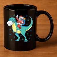 Santa Dinosaur Pandemic 11oz C Handle Ceramic Mug