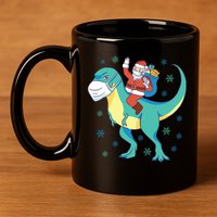 Santa Dinosaur Pandemic 11oz C Handle Ceramic Mug