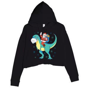 Santa Dinosaur Pandemic Crop Fleece Hoodie