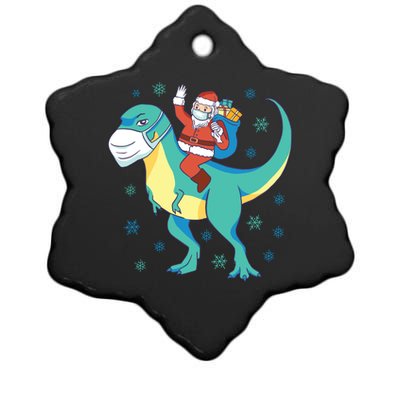 Santa Dinosaur Pandemic Ceramic Star Ornament