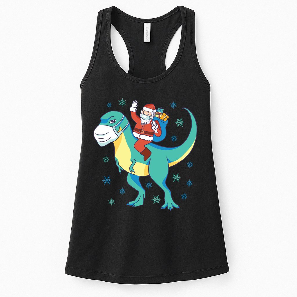 Santa Dinosaur Pandemic Womens Tank Top