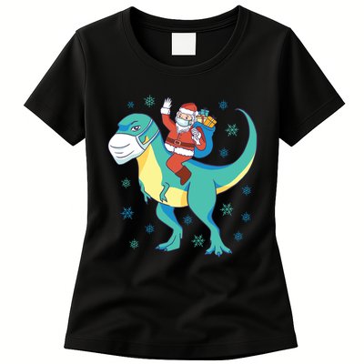 Santa Dinosaur Pandemic Womens T-Shirt