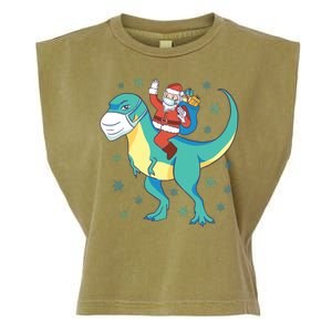 Santa Dinosaur Pandemic Garment-Dyed Women's Muscle Tee