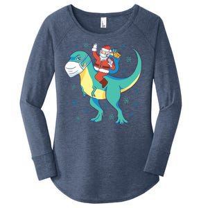 Santa Dinosaur Pandemic Women's Perfect Tri Tunic Long Sleeve Shirt