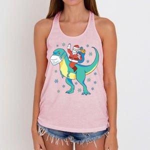 Santa Dinosaur Pandemic Women's Knotted Racerback Tank