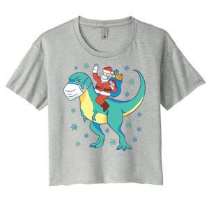 Santa Dinosaur Pandemic Women's Crop Top Tee