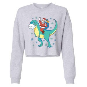 Santa Dinosaur Pandemic Cropped Pullover Crew