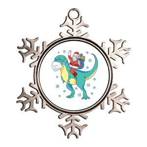 Santa Dinosaur Pandemic Metallic Star Ornament