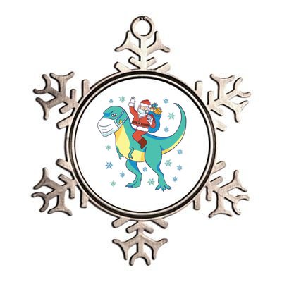 Santa Dinosaur Pandemic Metallic Star Ornament