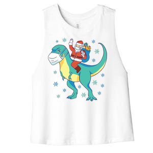 Santa Dinosaur Pandemic Women's Racerback Cropped Tank