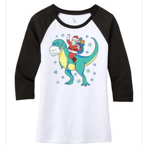 Santa Dinosaur Pandemic Women's Tri-Blend 3/4-Sleeve Raglan Shirt