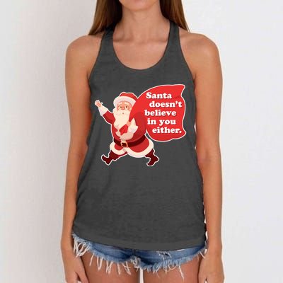 Santa Doesn't Believe In You Either Women's Knotted Racerback Tank