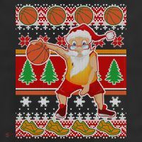Santa Dribbling A Basketball Ugly Christmas 7 Panel Mesh Trucker Snapback Hat