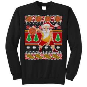 Santa Dribbling A Basketball Ugly Christmas Sweatshirt