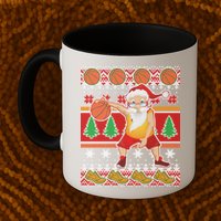 Santa Dribbling A Basketball Ugly Christmas Mug