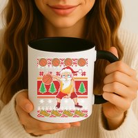 Santa Dribbling A Basketball Ugly Christmas Mug