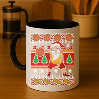 Santa Dribbling A Basketball Ugly Christmas Mug