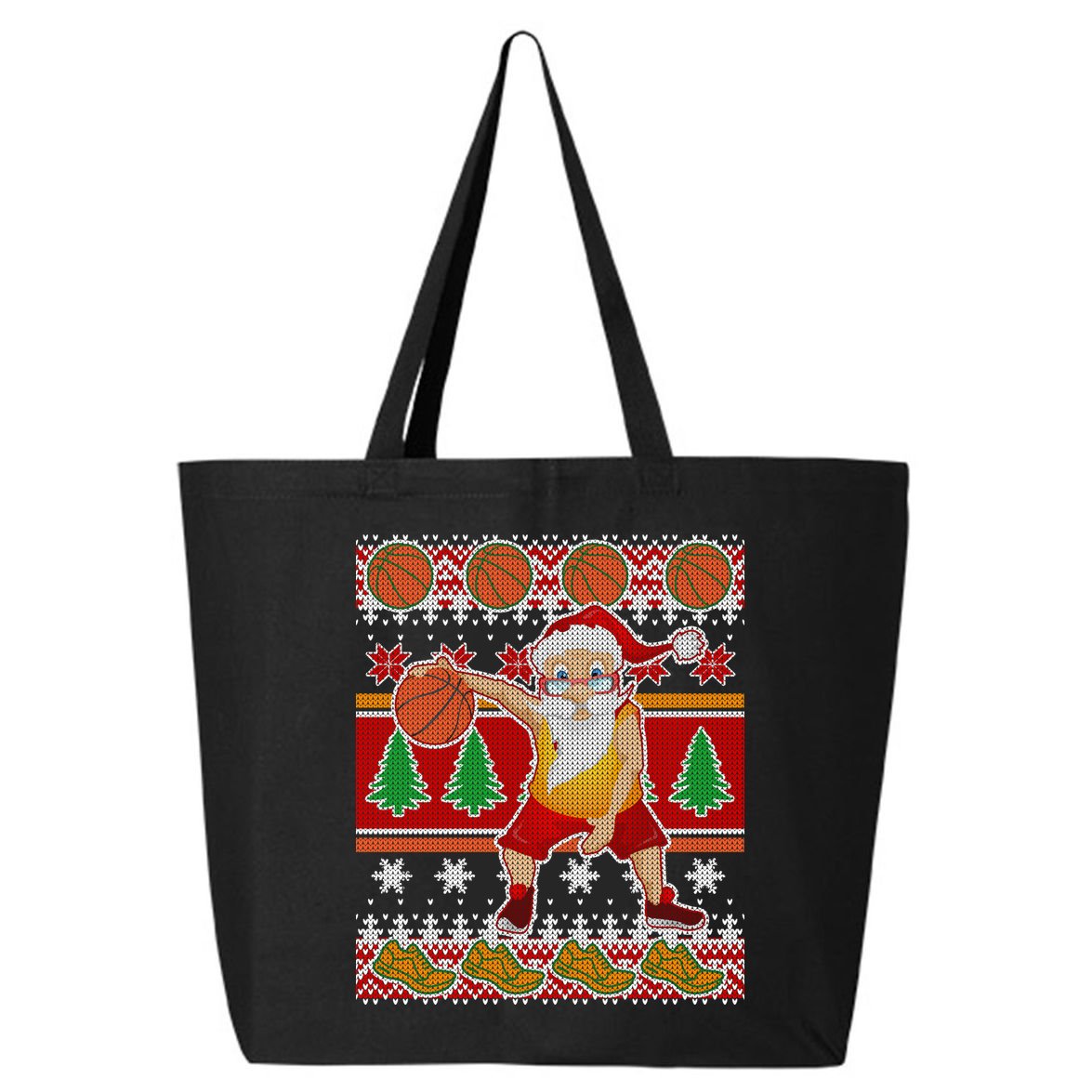 Santa Dribbling A Basketball Ugly Christmas 25L Jumbo Tote