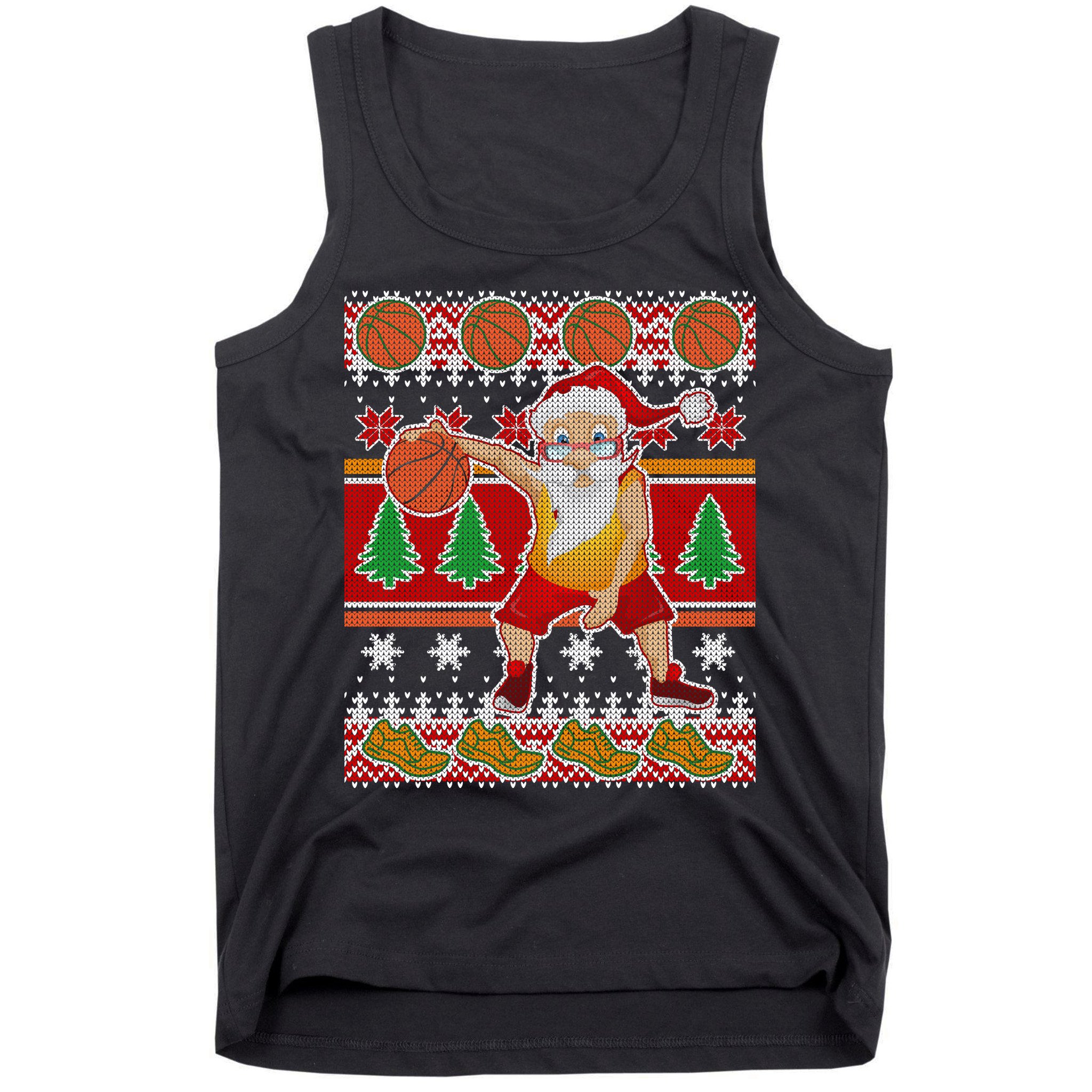Santa Dribbling A Basketball Ugly Christmas Tank Top
