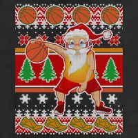 Santa Dribbling A Basketball Ugly Christmas Golf Towel