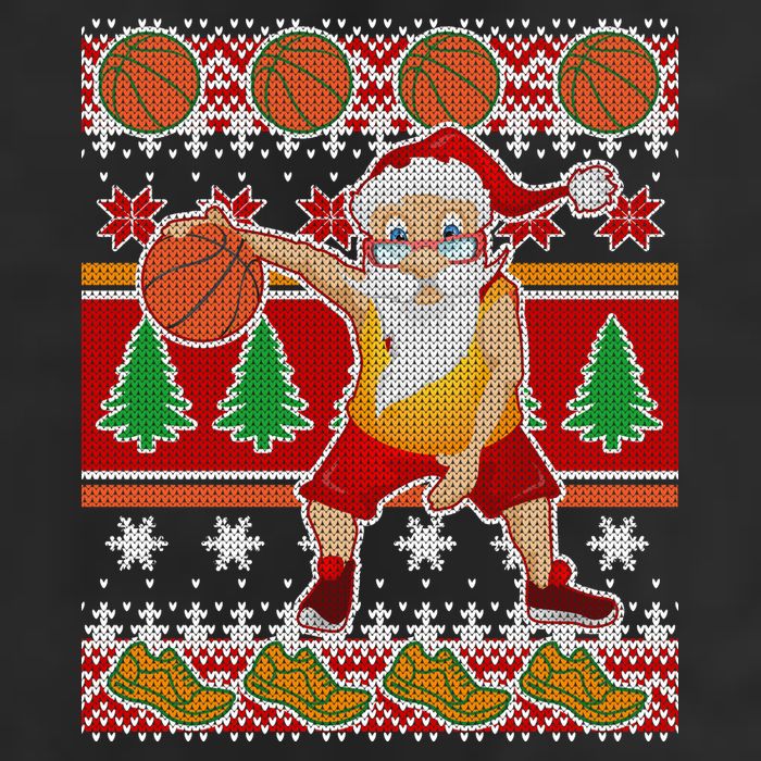 Santa Dribbling A Basketball Ugly Christmas Golf Towel