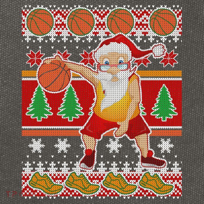 Santa Dribbling A Basketball Ugly Christmas Cotton Canvas Backpack