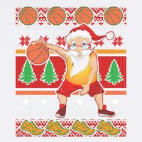 Santa Dribbling A Basketball Ugly Christmas Garment-Dyed Sweatshirt