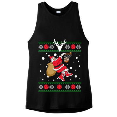 Santa Dunking Basketball Ugly Christmas Ladies PosiCharge Tri-Blend Wicking Tank