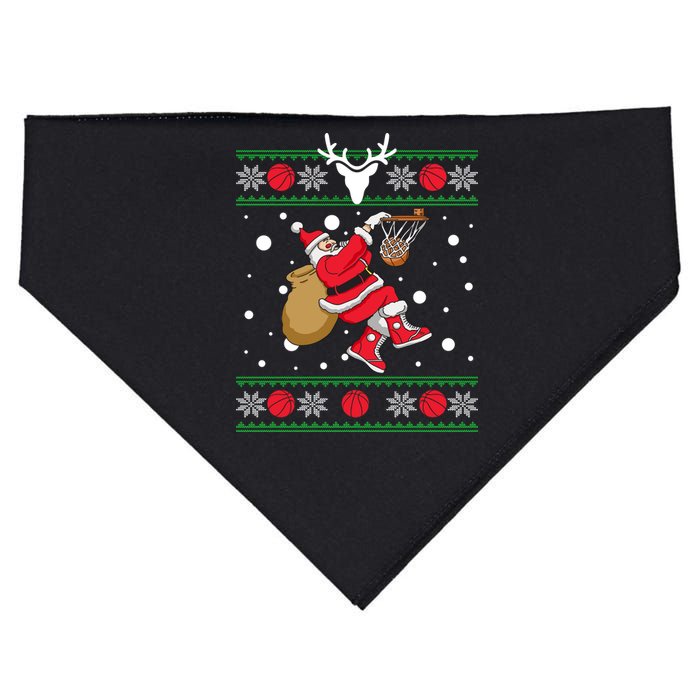 Santa Dunking Basketball Ugly Christmas USA-Made Doggie Bandana