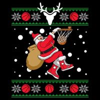 Santa Dunking Basketball Ugly Christmas Cooling Performance Crew T-Shirt