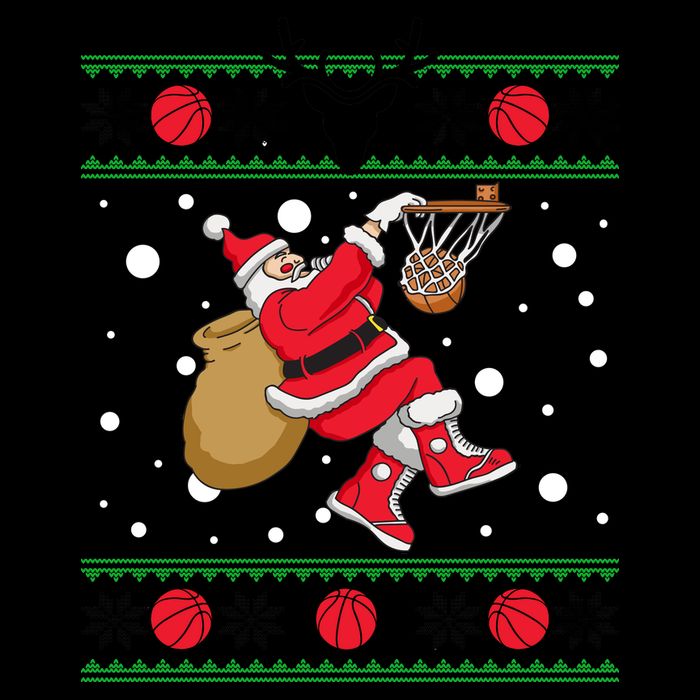 Santa Dunking Basketball Ugly Christmas Mug