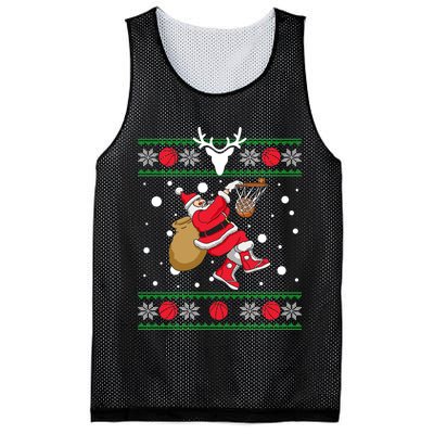 Santa Dunking Basketball Ugly Christmas Mesh Reversible Basketball Jersey Tank