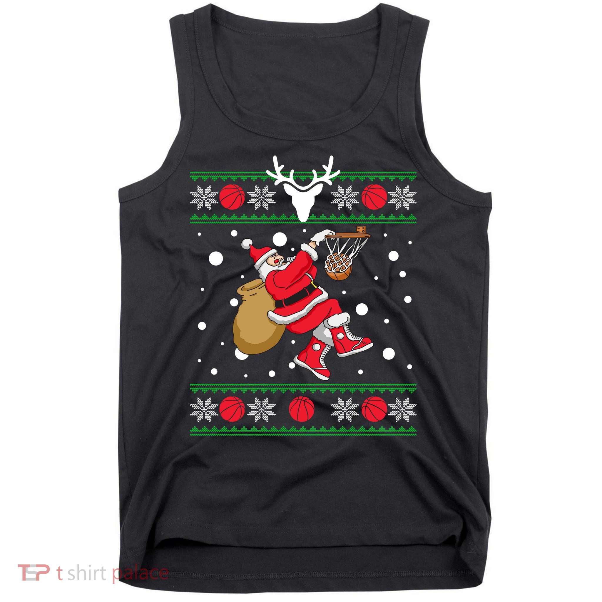 Santa Dunking Basketball Ugly Christmas Tank Top