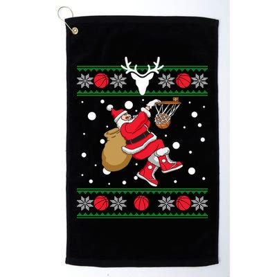 Santa Dunking Basketball Ugly Christmas Golf Towel