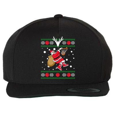Santa Dunking Basketball Ugly Christmas Wool Snapback Cap