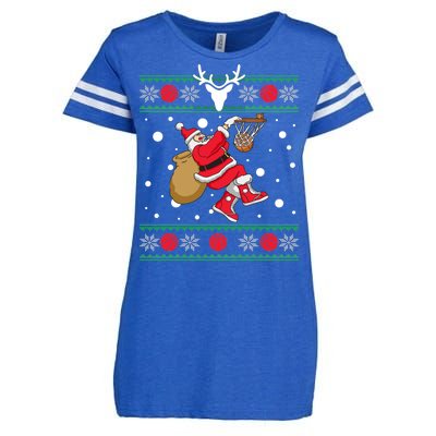 Santa Dunking Basketball Ugly Christmas Enza Ladies Jersey Football T-Shirt