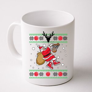 Santa Dunking Basketball Ugly Christmas Coffee Mug