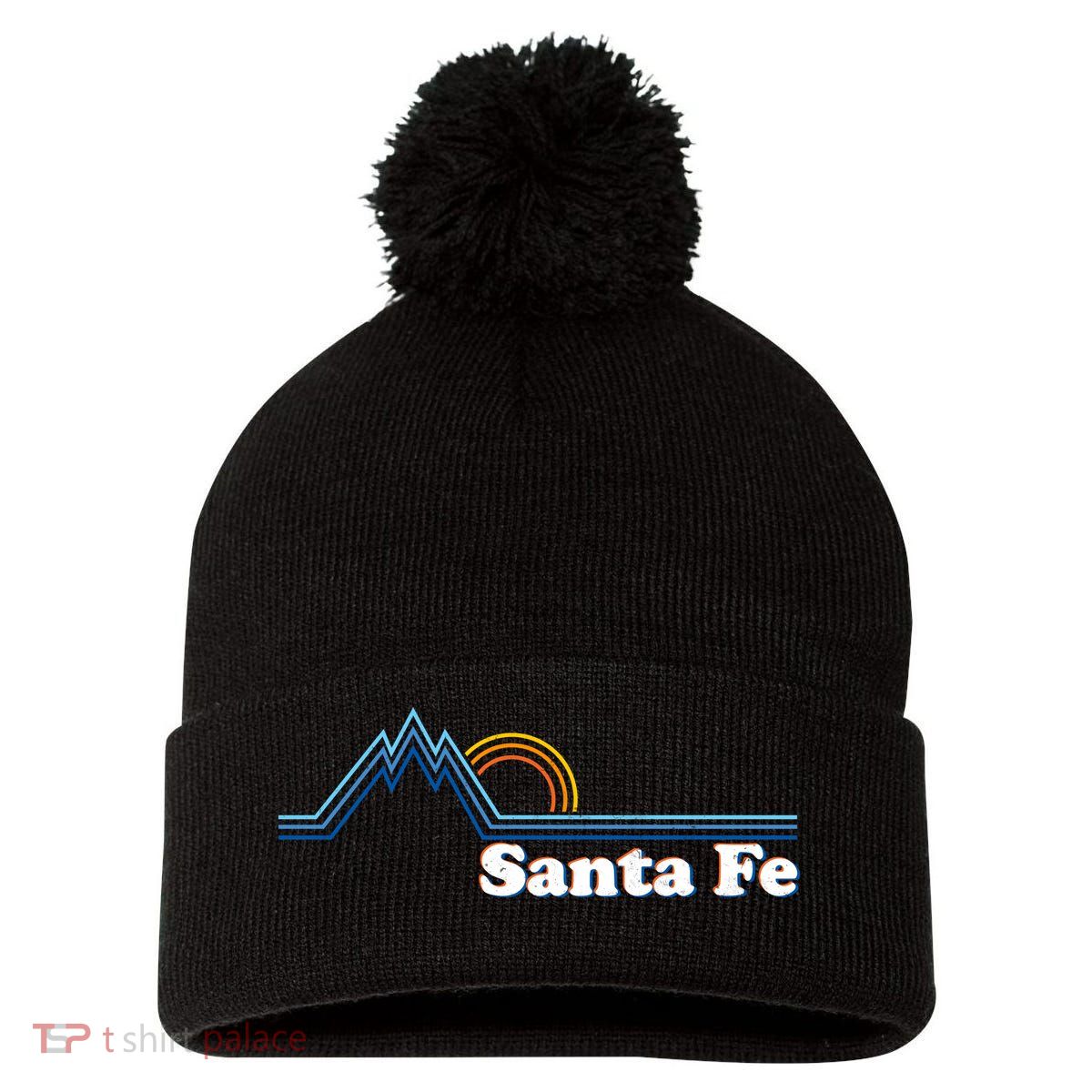 Santa Fe New Mexico Retro Logo Pom Pom 12in Knit Beanie