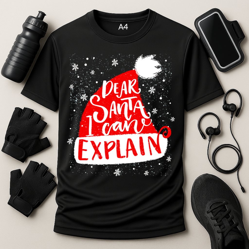 Santa Hat Dear Santa I Can Explain Christmas Cooling Performance Crew T-Shirt