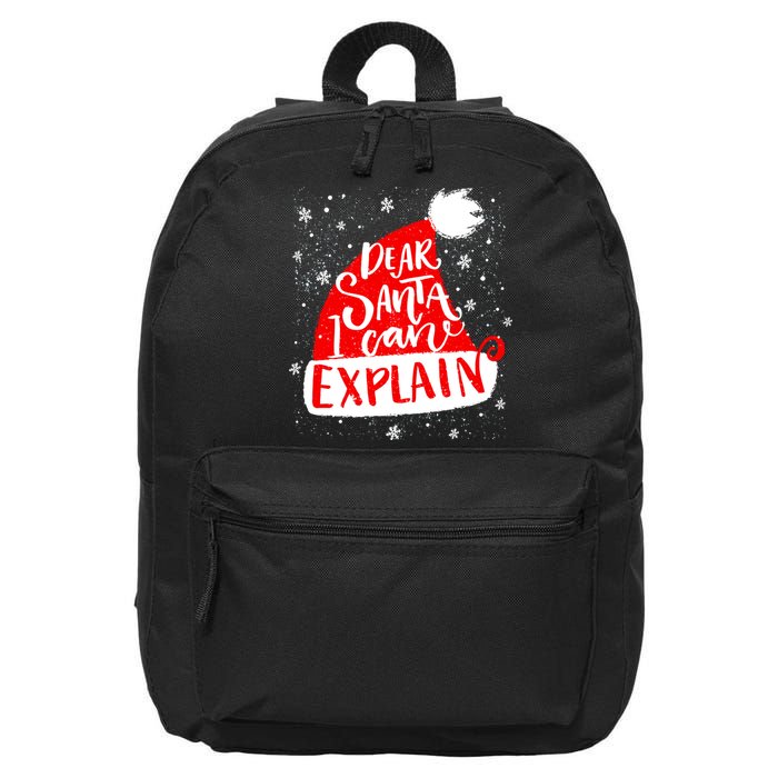 Santa Hat Dear Santa I Can Explain Christmas 16 in Basic Backpack