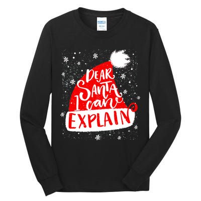 Santa Hat Dear Santa I Can Explain Christmas Tall Long Sleeve T-Shirt