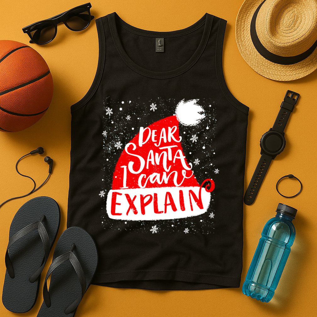 Santa Hat Dear Santa I Can Explain Christmas Tank Top