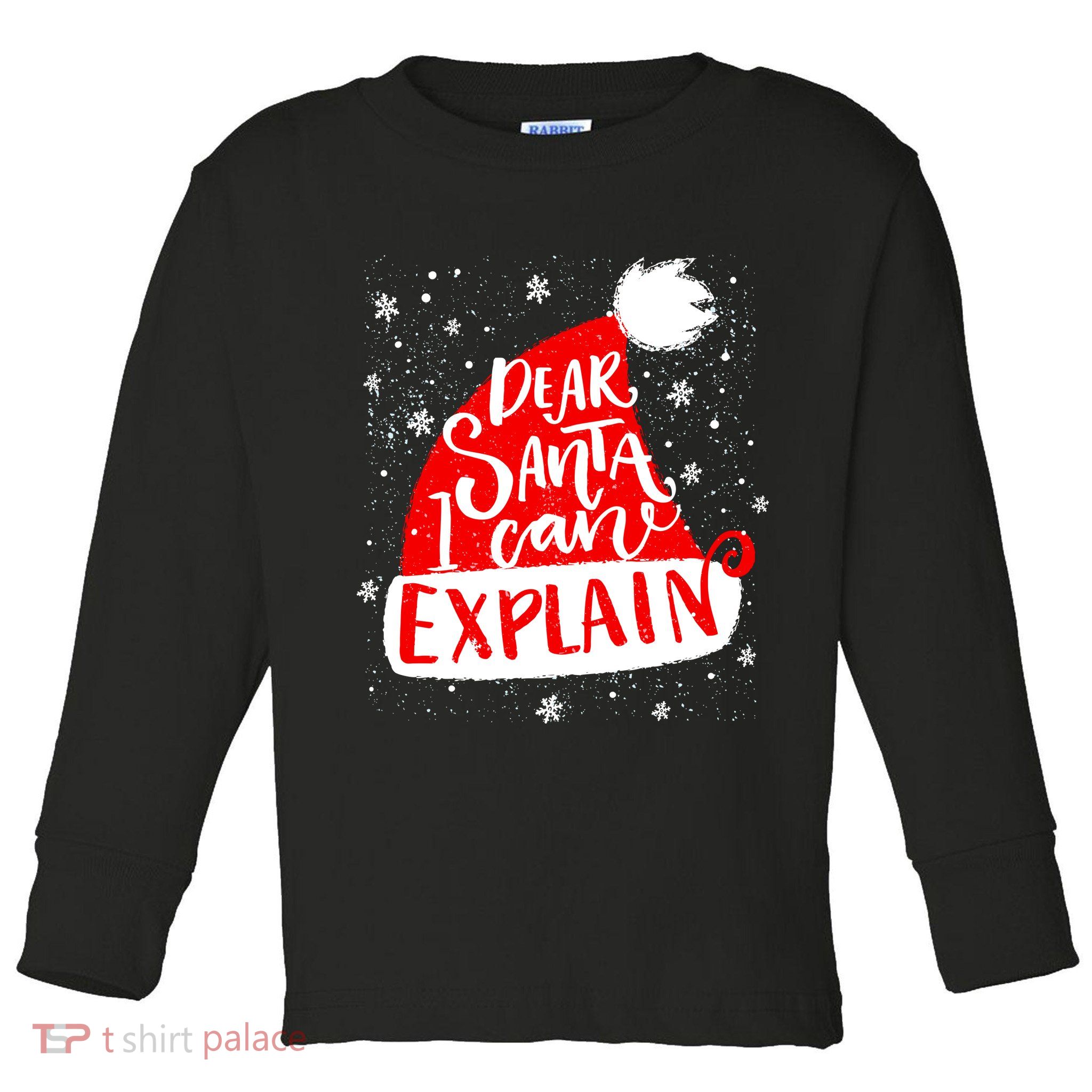 Santa Hat Dear Santa I Can Explain Christmas Toddler Long Sleeve Shirt
