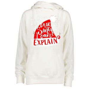 Santa Hat Dear Santa I Can Explain Christmas Womens Funnel Neck Pullover Hood