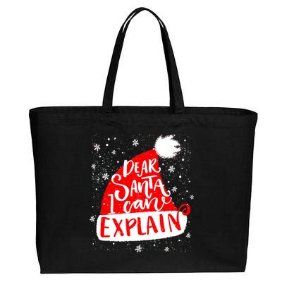 Santa Hat Dear Santa I Can Explain Christmas Cotton Canvas Jumbo Tote