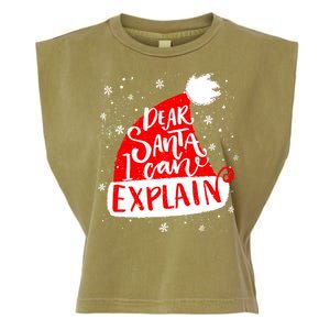 Santa Hat Dear Santa I Can Explain Christmas Garment-Dyed Women's Muscle Tee