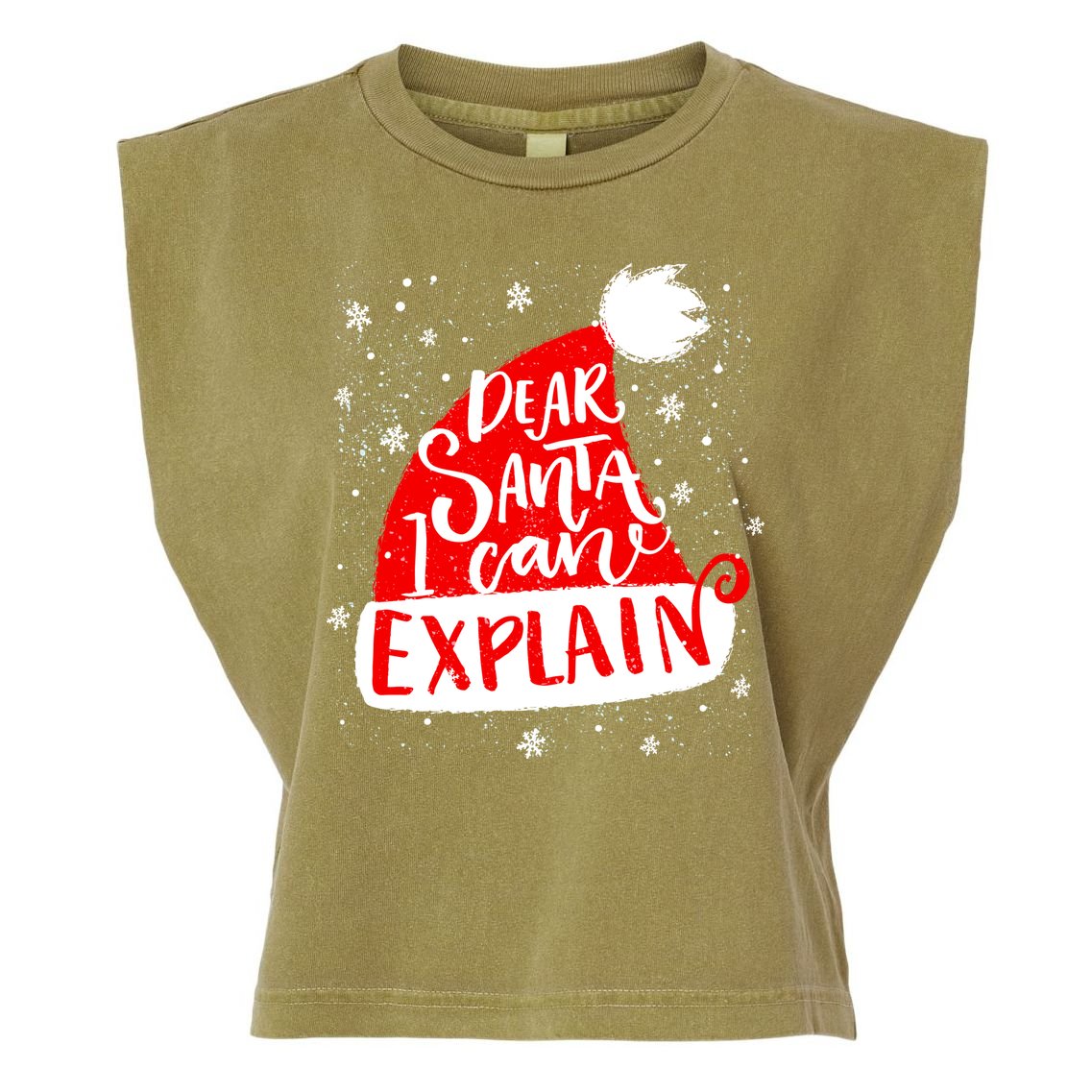 Santa Hat Dear Santa I Can Explain Christmas Garment-Dyed Women's Muscle Tee