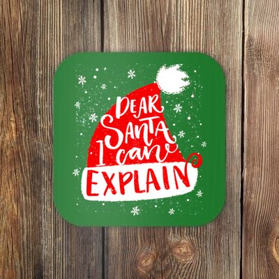 Santa Hat Dear Santa I Can Explain Christmas Coaster