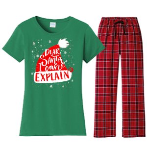 Santa Hat Dear Santa I Can Explain Christmas Women's Flannel Pajama Set